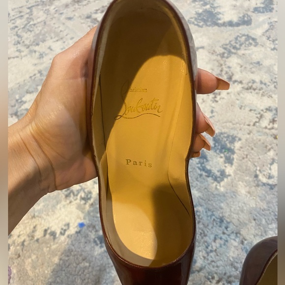 Christian Louboutin Patent Leather Wine Ruby Pump Heels Size 37 - Picture 10 of 15